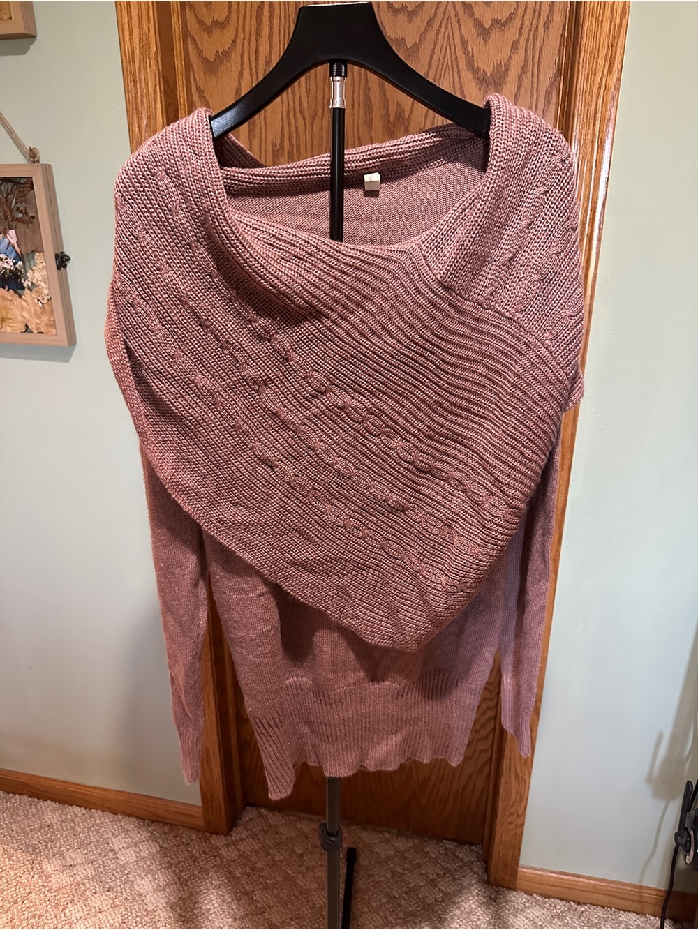 Wishlist Dusty Rose Cowl-Neck Knit Sweater